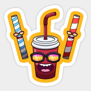 Cool Soda And Straws Sticker